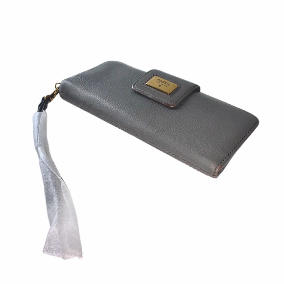 FOSSIL WALLET GREY GRAY MADISON BIFOLD LEATHER - Picture 5 of 7